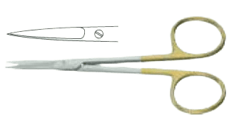 Ножиці медичні, гострокінцеві, прямі, твердосплавні вставки (ручки жовтого кольору), Іріса, 115 мм Surgimax 04-694-11T